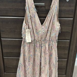 Champagne sparkly sequined dress NWOT